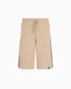 Ea7 Logo Series Cotton-blend Bermuda Shorts In Beige