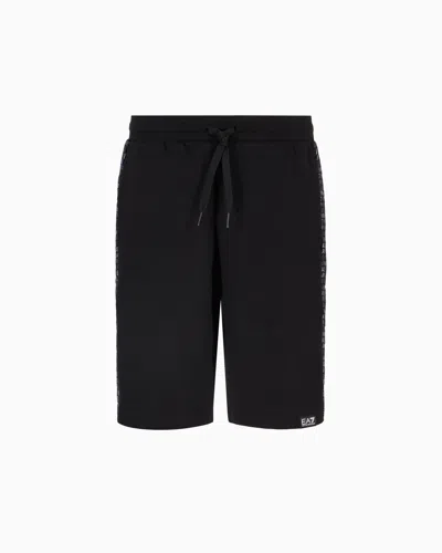 Ea7 Logo Series Cotton-blend Bermuda Shorts In Black