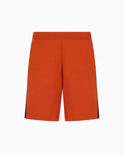 Ea7 Logo Series Cotton-blend Bermuda Shorts In Orange