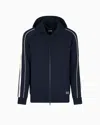 Ea7 Logo Series Cotton-blend Hooded Zip-up Sweatshirt