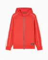 Ea7 Logo Series Cotton-blend Hooded Zip-up Sweatshirt