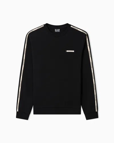 Ea7 Logo Series Cotton-blend Interlock Sweatshirt In Black