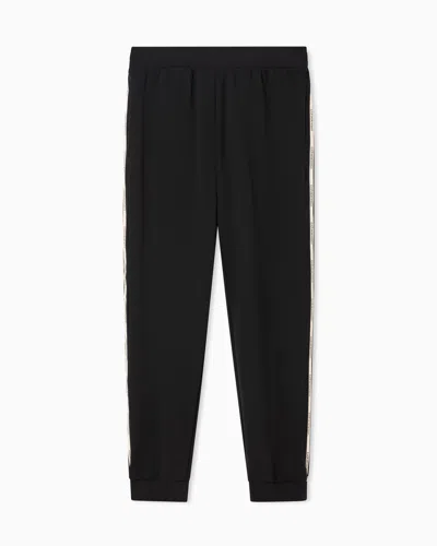 Ea7 Logo Series Cotton-blend Joggers In Black