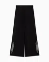 Ea7 Logo Series Cotton-blend Wide-leg Trousers In Black