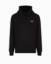 Ea7 Logo Series Cotton Hooded, Zip-up Sweatshirt In Black