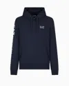 Ea7 Logo Series Cotton Hooded, Zip-up Sweatshirt In Blue