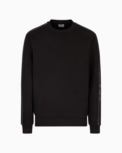 Ea7 Logo Series Cotton-jersey Crew-neck Sweatshirt In Black