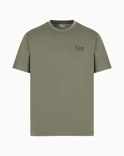 Ea7 Logo-print Cotton T-shirt In Gray