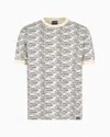 Ea7 Logo Series Cotton Jersey Crew-neck T-shirt With Monogram Print In Multi