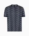 Ea7 Logo Series Cotton Jersey Crew-neck T-shirt With Monogram Print In Multi