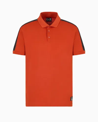 Ea7 Logo Series Cotton-jersey Polo Shirt In Orange