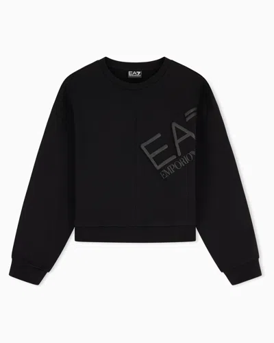 Ea7 Logo Series Cotton Jersey Sweatshirt In Black