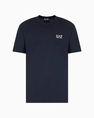 Ea7 Logo Series Cotton-jersey T-shirt In Navy Blue