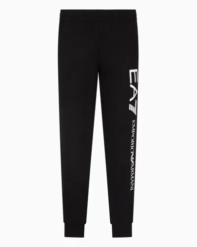 Ea7 Logo-print Cotton Track Pants In Black
