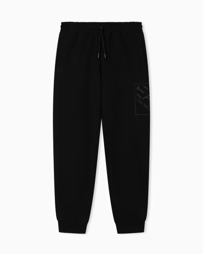 Ea7 Logo Series Cotton Joggers In Black