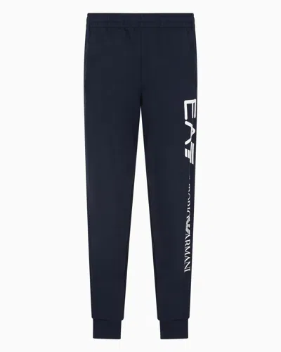 Ea7 Logo Series Cotton Joggers In Navy Blue