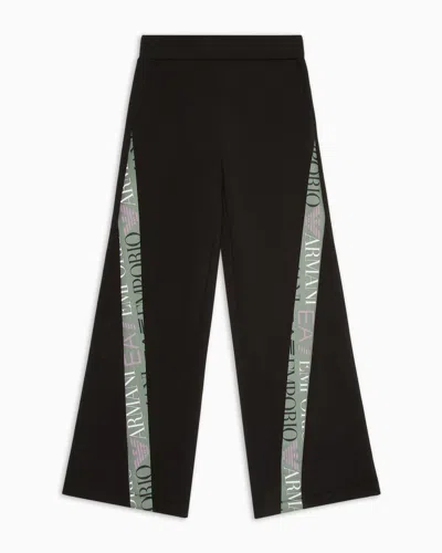 Ea7 Kids' Logo Series Girl Cotton Blend Trousers In Black
