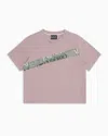 Ea7 Kids' Logo Series Girl Organic-cotton Crew-neck T-shirt In Pink