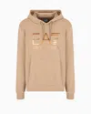 Ea7 Logo Series Hooded Cotton Sweatshirt In Brown