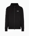 Ea7 Logo Series Hooded Cotton Sweatshirt In Black