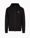 Ea7 Logo Series Hooded Cotton Sweatshirt In Black