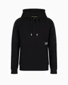 Ea7 Official Store Logo Series Hooded Cotton Sweatshirt In Black