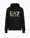 Ea7 Official Store Logo Series Hooded Cotton Sweatshirt In Black