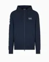 Ea7 Logo Series Hooded Cotton Sweatshirt In Navy_blue