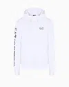 Ea7 Logo Series Hooded Cotton Sweatshirt In White