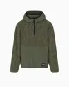 Ea7 Logo Series Hooded Sweatshirt In Polar Fleece With Nylon Inserts In Green