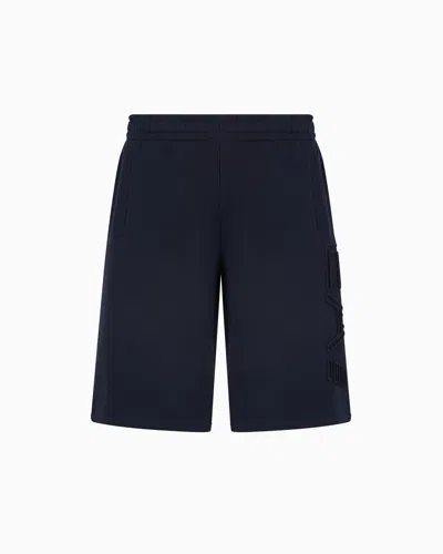 Ea7 Logo Series Organic-cotton Bermuda Shorts In Navy Blue