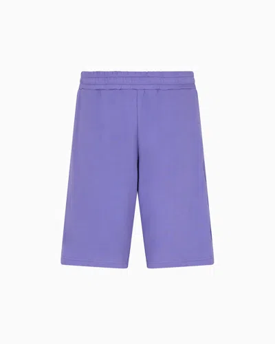 Ea7 Logo Series Organic-cotton Bermuda Shorts In Purple