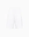 Ea7 Logo Series Organic-cotton Bermuda Shorts In Weiss