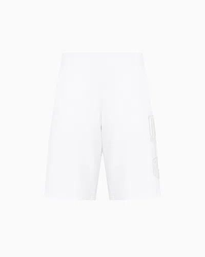 Ea7 Logo Series Organic-cotton Bermuda Shorts In Weiss