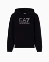 Ea7 Logo Series Organic Cotton-blend Hooded Sweatshirt With Rhinestones