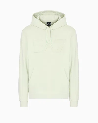 Ea7 Logo Series Organic-cotton Hooded Sweatshirt In Green