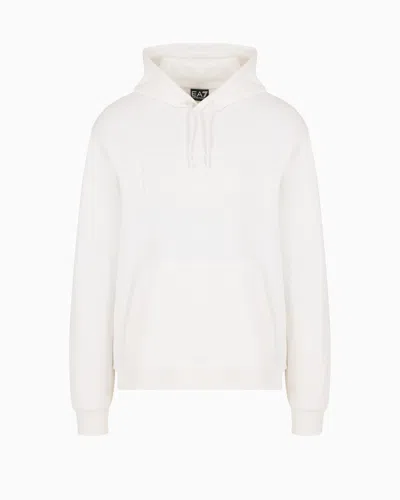 Ea7 Logo Series Organic-cotton Hooded Sweatshirt In White