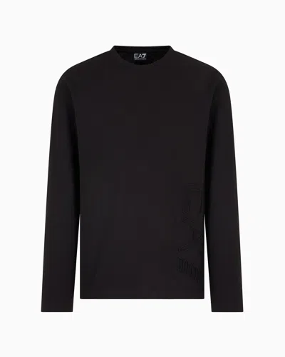Ea7 Logo Series Organic-cotton Jersey Long-sleeved T-shirt In Black