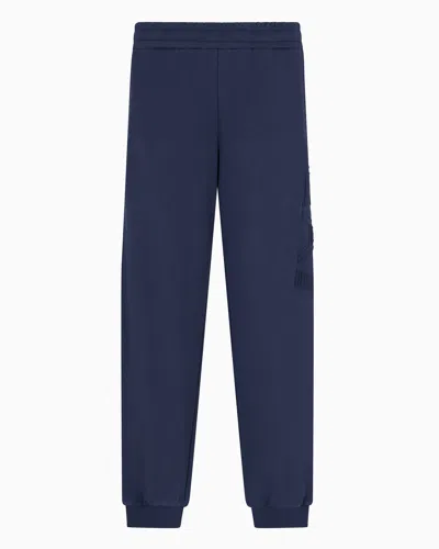 Ea7 Logo Series Organic-cotton Joggers In Blue