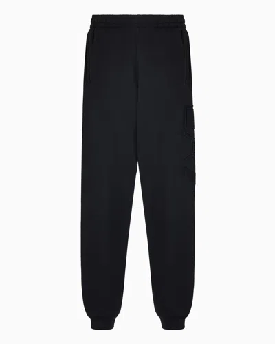 Ea7 Logo Series Organic-cotton Joggers In Black
