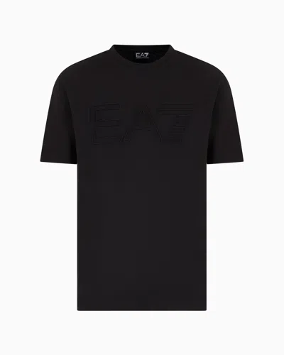 Ea7 Logo Series Short-sleeved Organic Cotton Jersey T-shirt In Black
