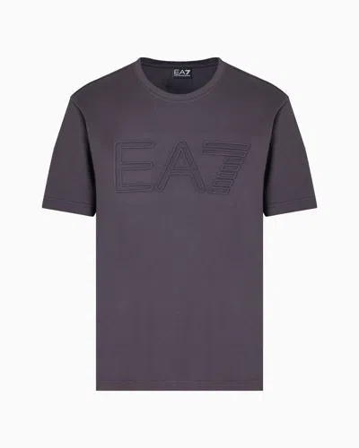 Ea7 Logo Series Short-sleeved Organic Cotton Jersey T-shirt In Grau