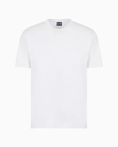 Ea7 Logo Series Short-sleeved Organic Cotton Jersey T-shirt In White