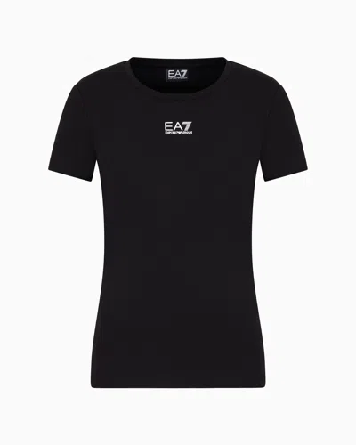 Ea7 Logo Series Stretch Cotton And Modal T-shirt In Black