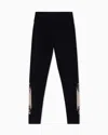 Ea7 Logo Series Stretch Cotton Blend Leggings In Black