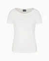 Ea7 Logo Series Stretch-cotton Boat-neck T-shirt In White