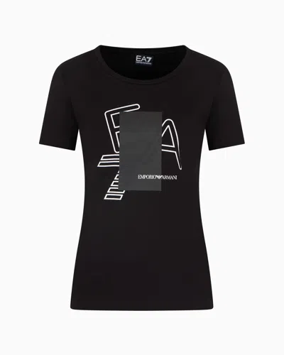 Ea7 Logo Series Stretch-cotton Crew-neck T-shirt In Black