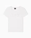Ea7 Logo Series Stretch-cotton Crew-neck T-shirt With Rhinestones In White