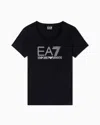 Ea7 Logo Series Stretch-cotton Crew-neck T-shirt With Rhinestones In Black