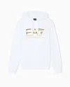 Ea7 Logo Series Stretch-cotton Hooded Sweatshirt With Oversized Logo In White